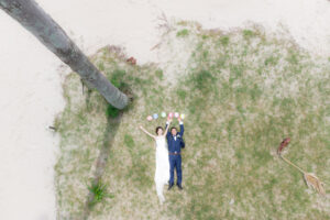 内海海岸　名古屋でドローンを使ったビーチフォト前撮りロケーションフォトウェディング