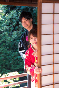 名古屋で人気の東山荘の茶室で格安前撮り和装ロケーションフォト