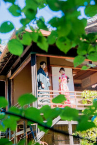 名古屋で人気の東山荘の茶室で格安前撮り和装ロケーションフォトウェディング